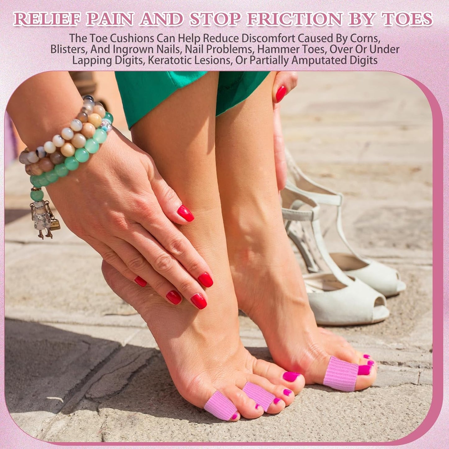 Blulu 24 Pieces Toe Tubes 0.98 Inches Cushion Tube Corn Pads for Toes Sleeves Soft Gel Protectors for Cushions Corns Blisters Calluses 3 Size(Pink,Assorted Sizes)