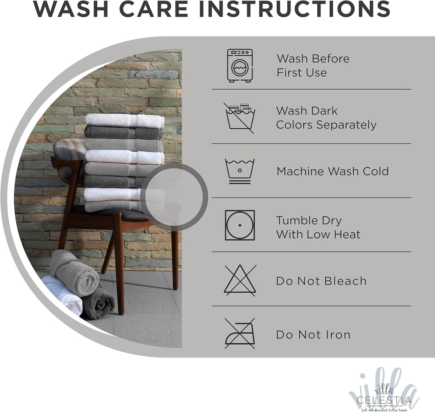 100% Cotton Bath Towel Set of 24-6 Bath Towels, 6 Hand Towels, 12 Wash Cloths, Sustainable, Soft, Highly Absorbent, Combed Cotton 24 Piece Set for Hotels, Spa, Bathroom, Dorm, Silver