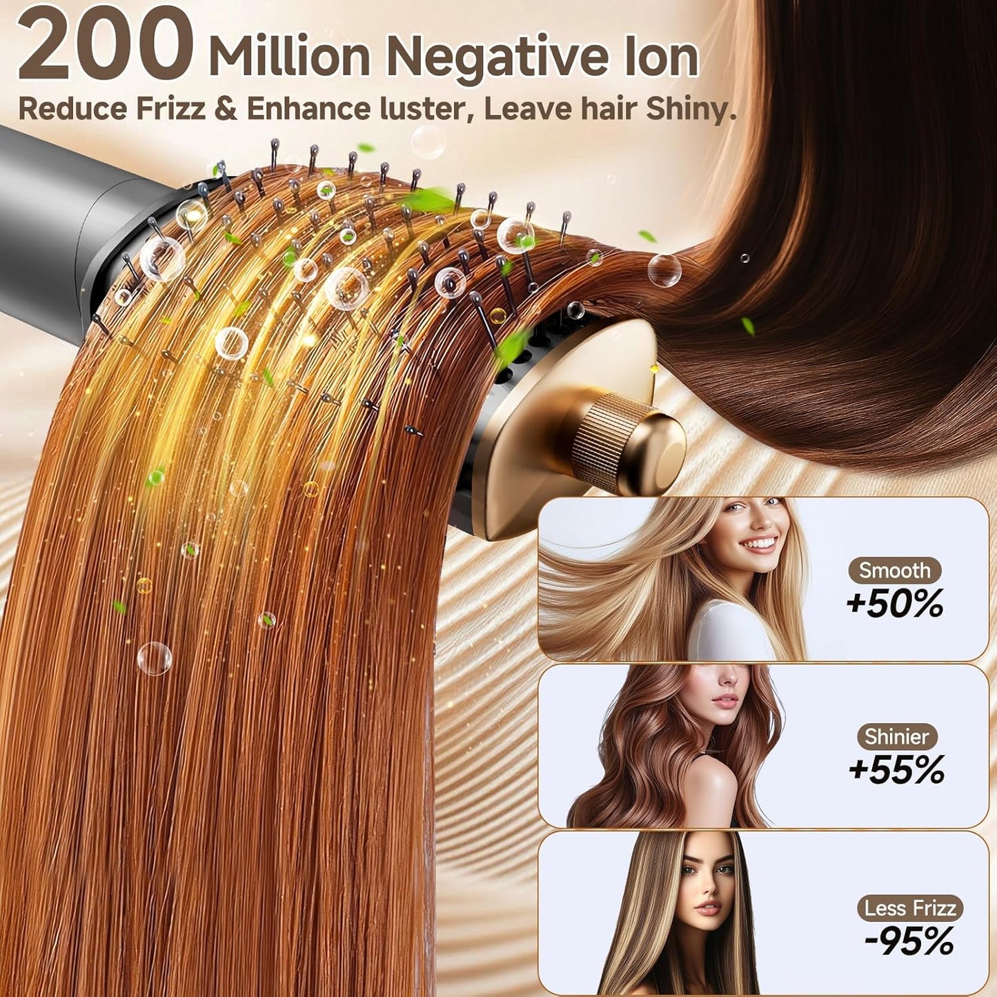 8 in 1 Negative Ionic Foldable Wrap Air Hair Styler Set, 110000 RPM High-Speed Hot Air Brush Blow Dryer for Curl, Fast Drying, Straightening - Multifunctional Hair Dryer Brush with Attachments