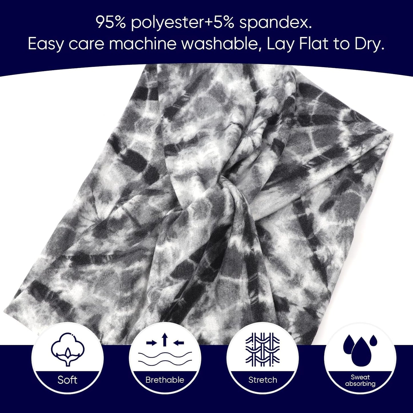 Extra Wide Headbands for Women Large Turban Headband Non Slip Boho Elastic Hairband Hair Twisted Knot Head Bands Accessories