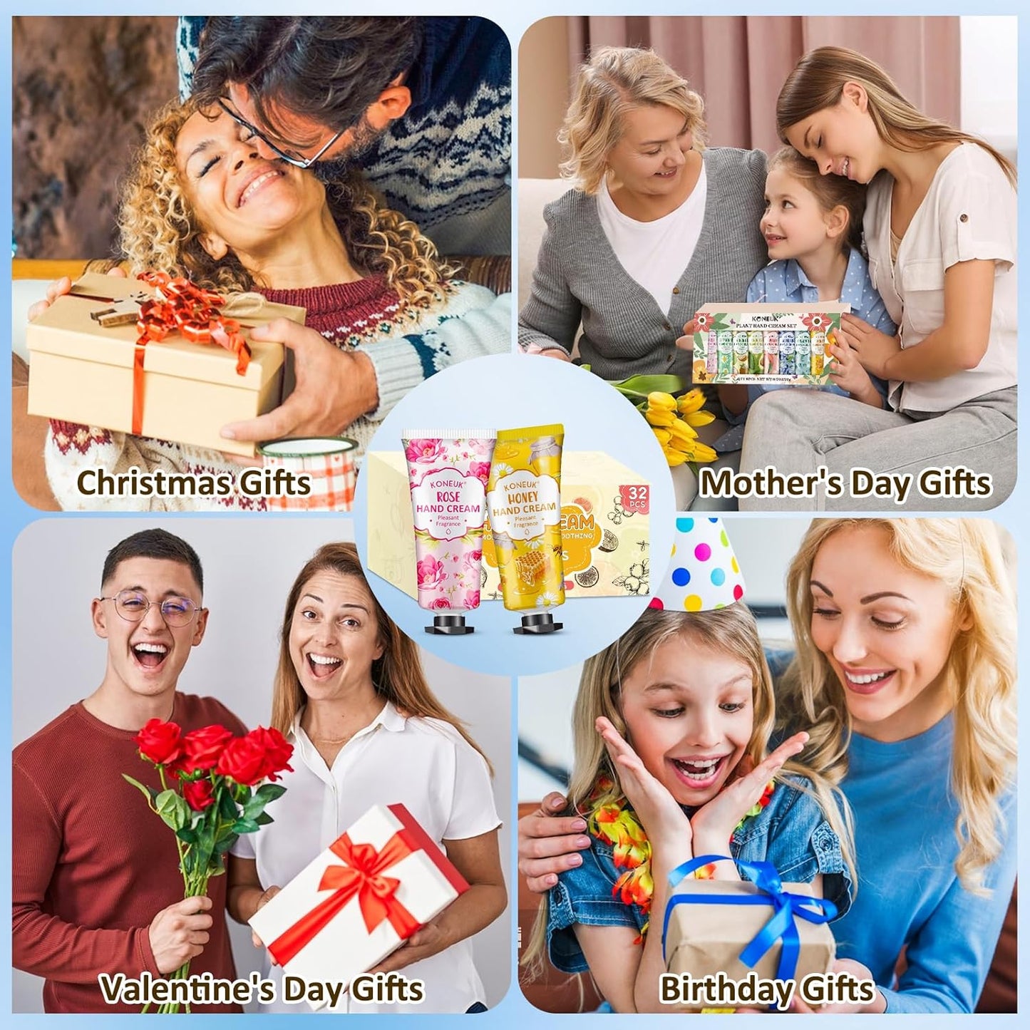 32 Pack Hand Cream Gift for Women, Bulk Hand Lotion Travel Size for Dry Cracked Hands, Mini Moisturizing Hand Cream for Christmas Gifts, Mom Gifts, Stocking Stuffers and Bridal Shower Favors