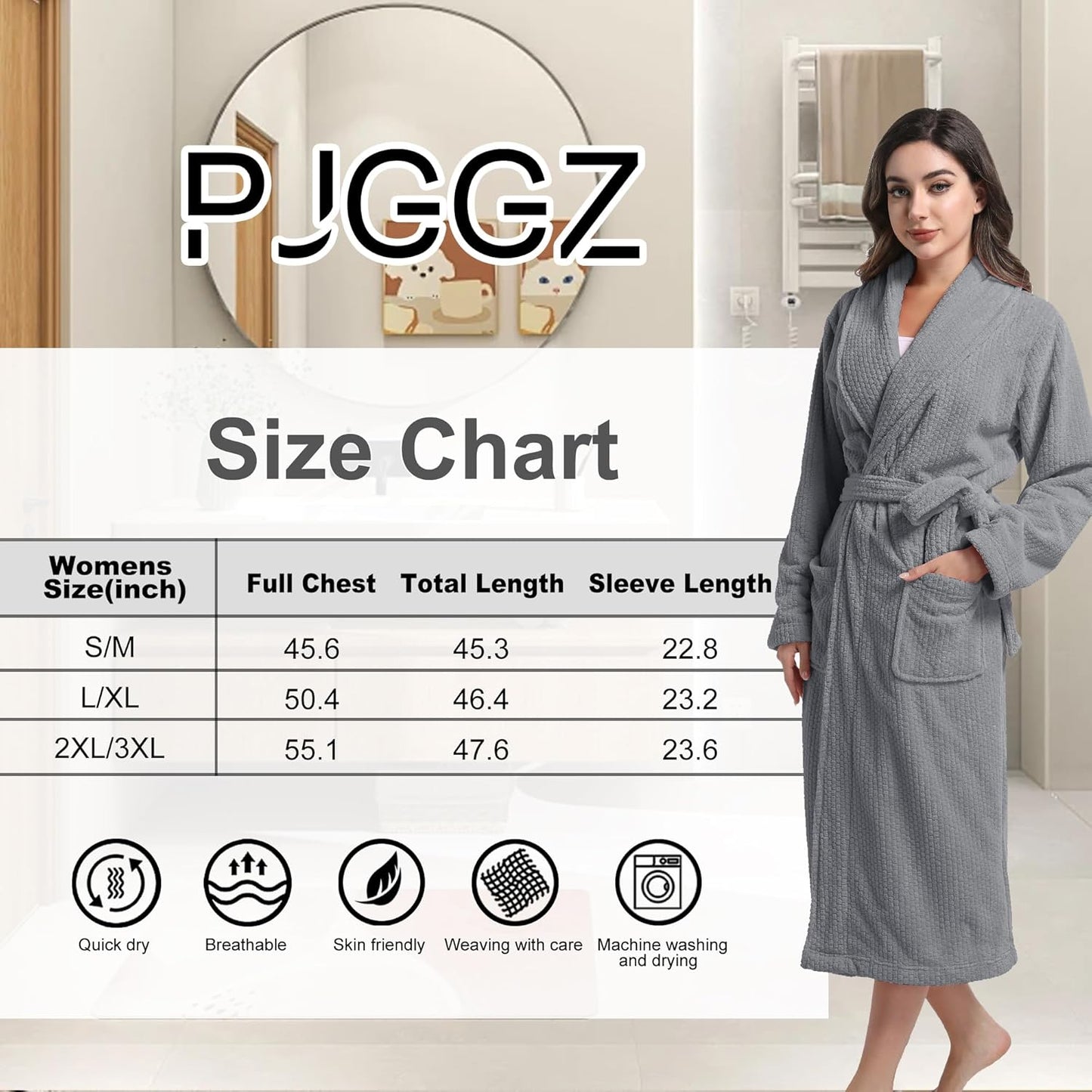 Women's Shawl Collar Bathrobe, Soft Long Towel Robes for Women - Super Absorbent Quick Dry yet Warm