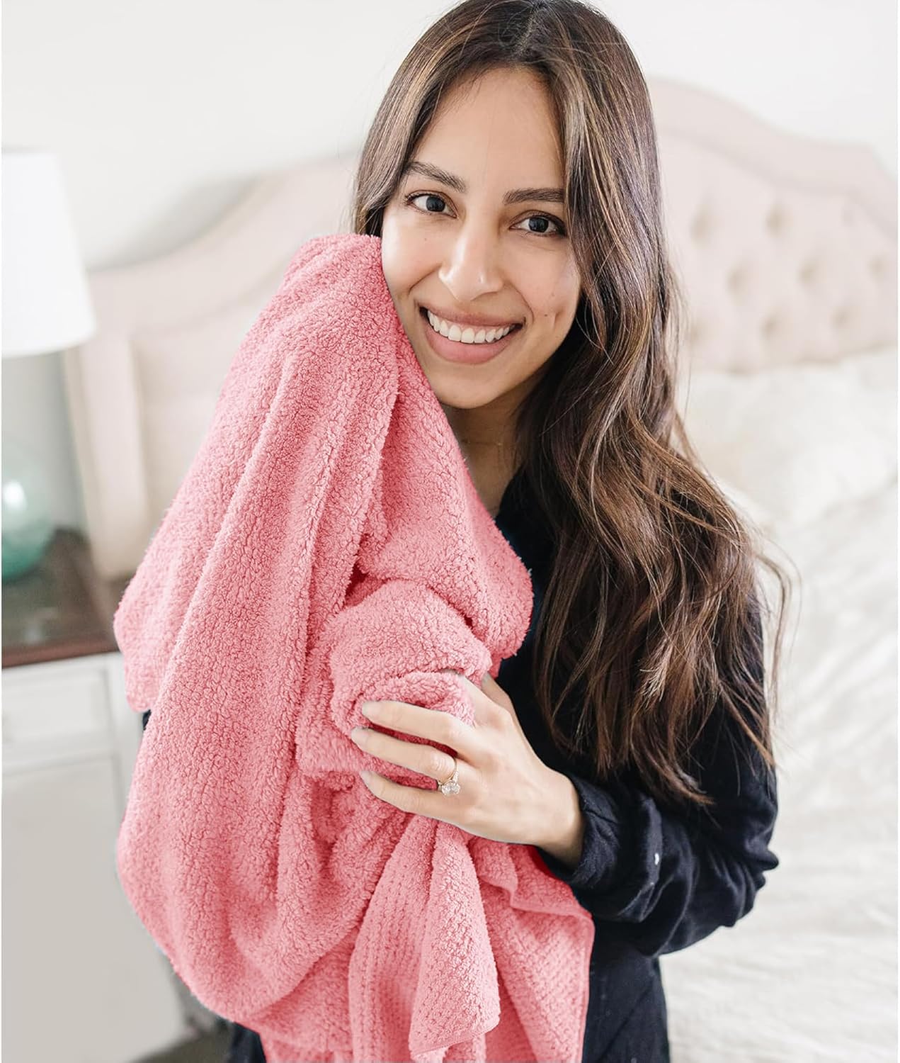 2 Packs Large Microfiber Hair Towels for Women, Super Absorbent & Quick Dry Hair Towel Wrap for Curly Long & Short Hair- Anti-Frizz Hair Turbans for Wet Hair(Coral Pink & Pink) - 27.5''*39.4''