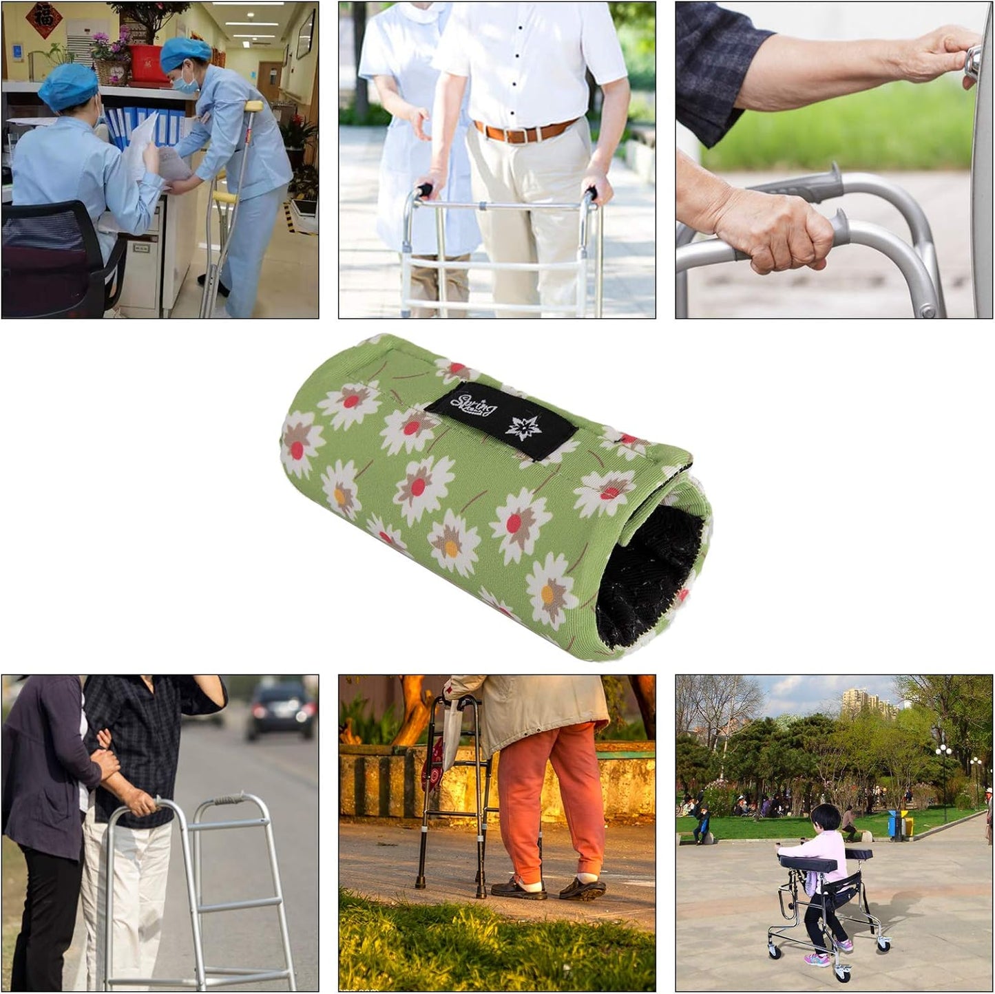 Universal Walker Hand Grip Padded Covers Non-Slip Cushion Foam for Folding Wheelchair Rollator Crutch Handle Pads 2-Pack