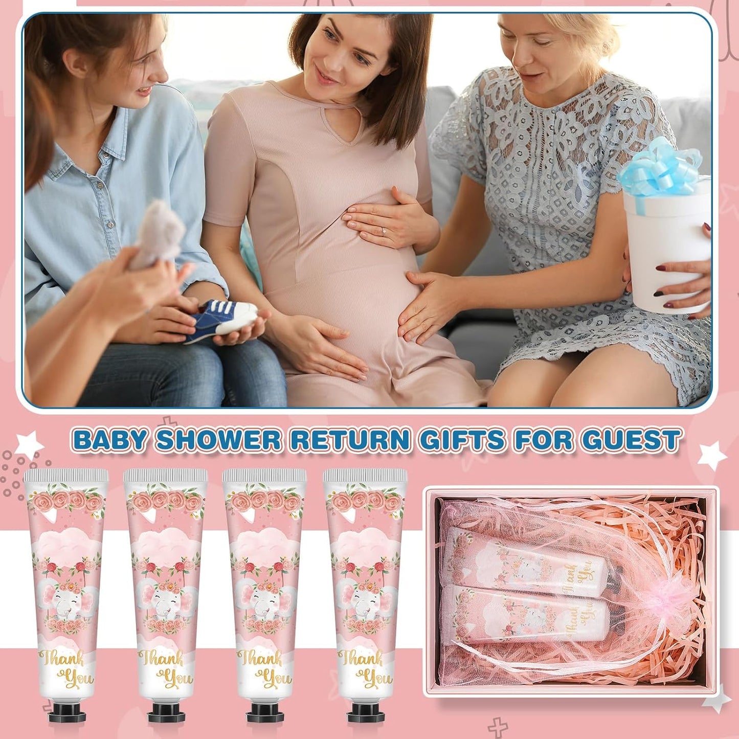 48 Sets Pink Elephant Hand Cream Gifts Bulk Baby Shower Hand Cream Travel Size Lotion Bulk Fall Thanksgiving Party Supplies Favors Birthday Wedding for Guest