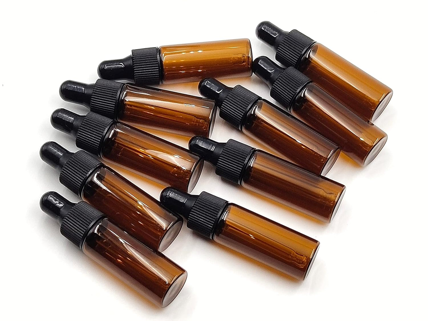 15Packs 5ml Tiny Amber Glass Mini Dropper Bottles for Essential Oils, Cosmetics, and Liquid Small Empty Travel Sample Vials with Dropper and Black Caps