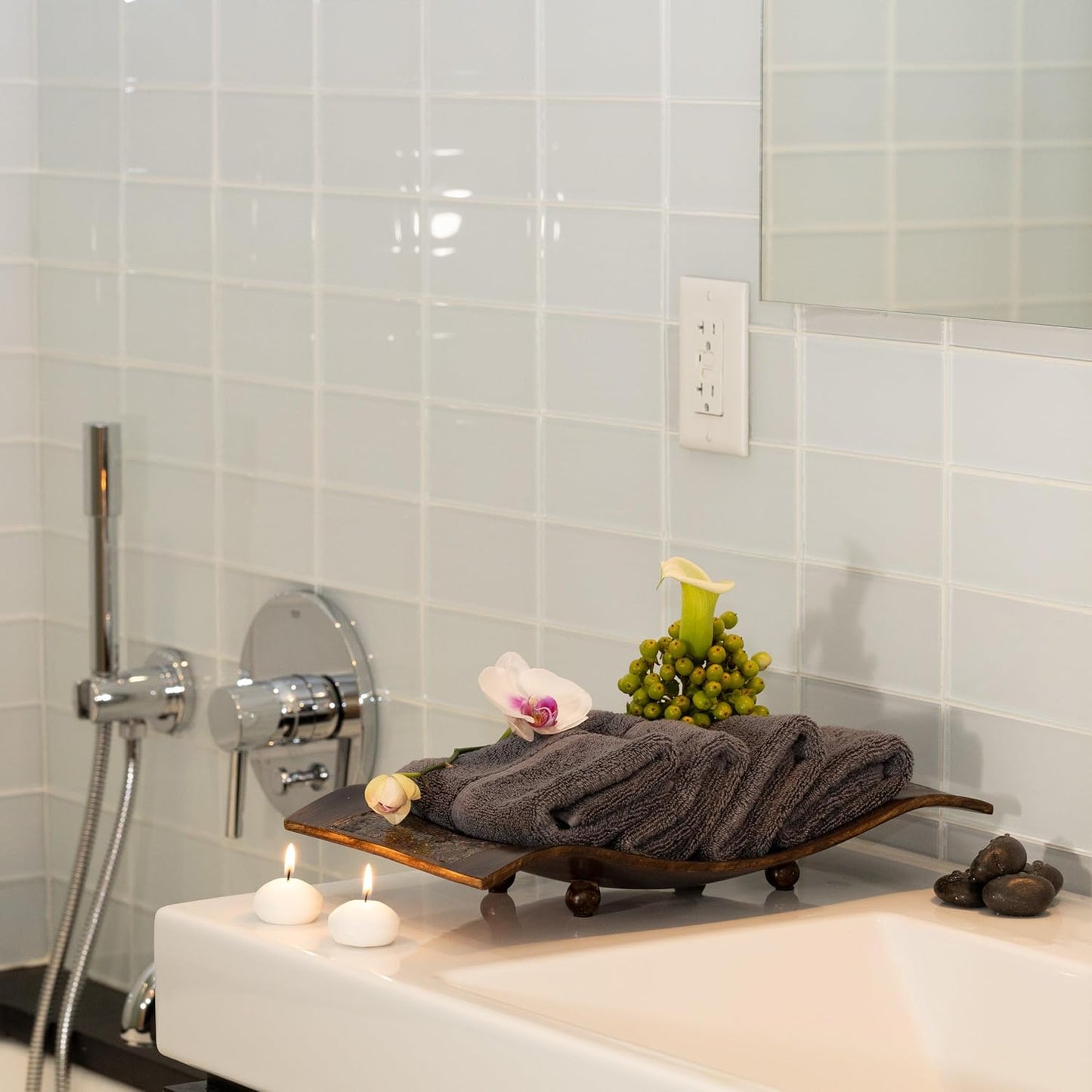 Mosobam Luxury Turkish Towels Set of 4 Washcloths 13X13 Charcoal Gray (Dark Grey) 700 GSM Bamboo Viscose & Aegean Turkish Combed Cotton