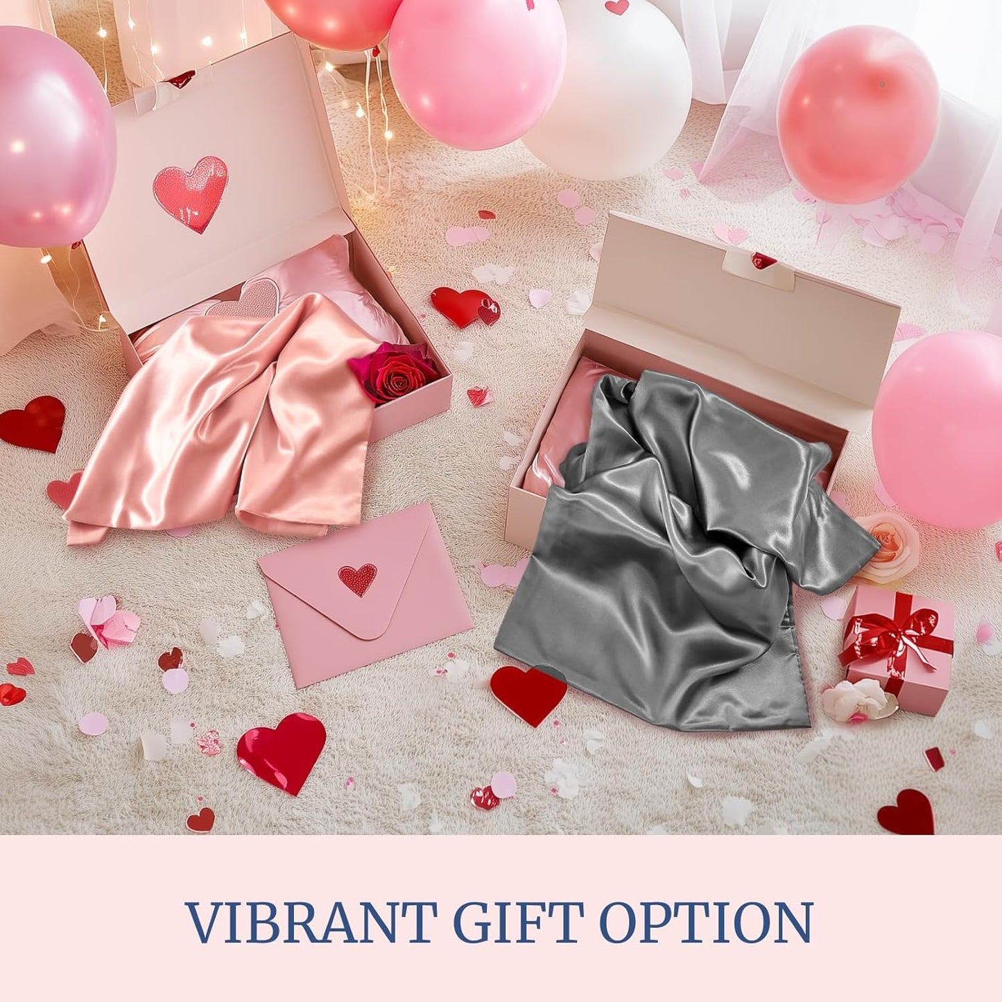 BEDELITE Satin Pillowcase for Hair and Skin, Super Soft and Cooling Similar to Silk Pillow Cases 2 Pack with Envelope Closure, Gift for Women Men(20"x36" King Size, Dark Grey)