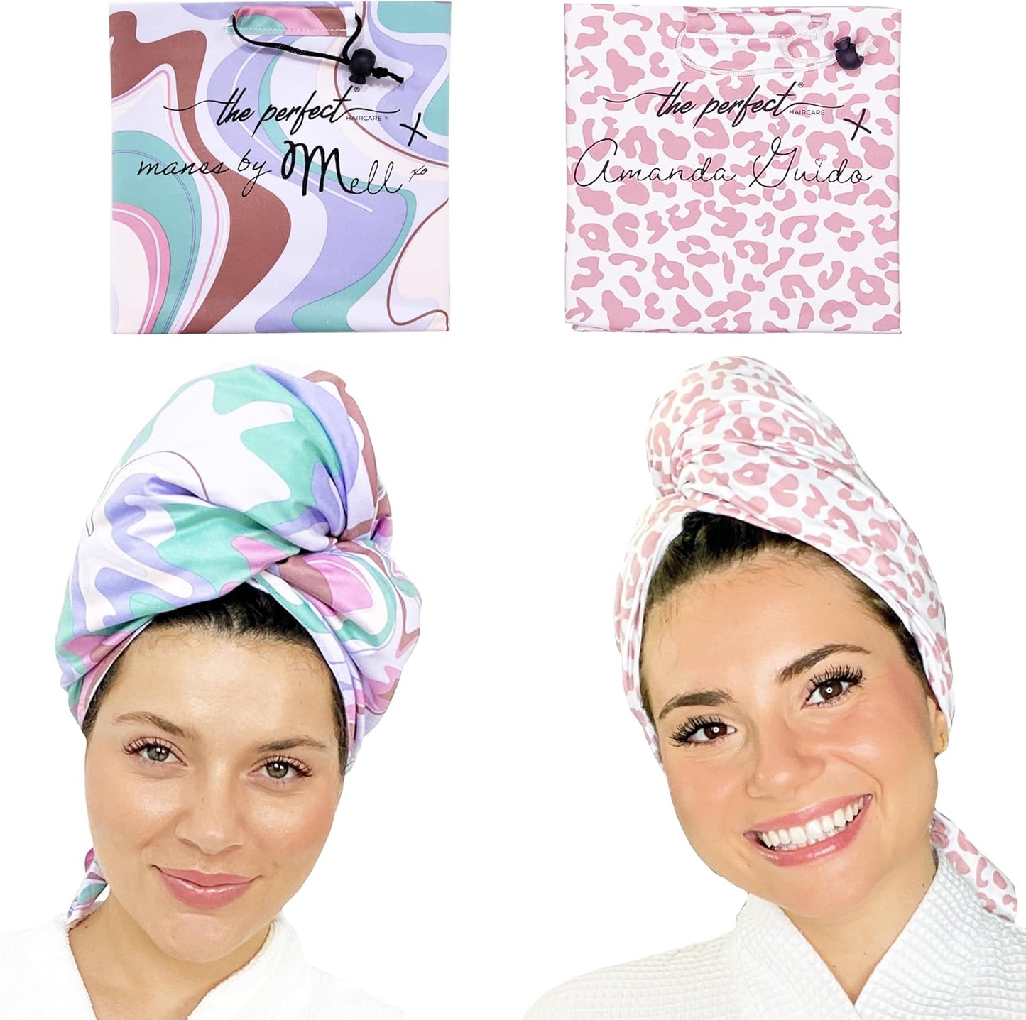 THE PERFECT HAIRCARE - Limited Edition Manes by Mell Microfiber Hair Towel - SEESTERS Set - 1 Manes by Mell Towel & 1 Amanda Guido Towel