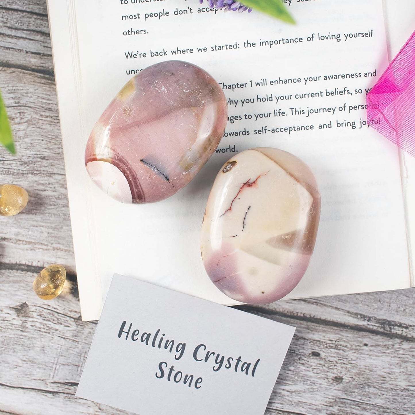 Crocon 50mm Pink mookaite Large Palm Stone 900+ Carats Pocket Worry Stones for Natural Chakra Balancing Reiki Healing Stones and Crystal Healing Spa Energy Crystals Gifts for Women