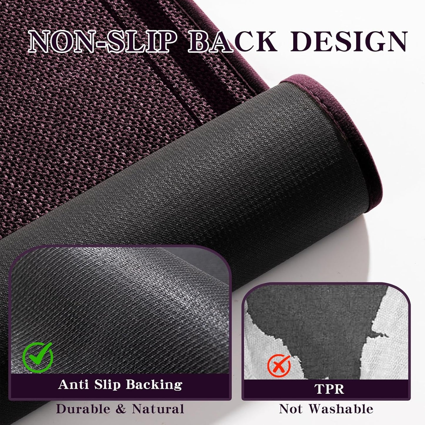 chakme Bathroom Rugs Mat 24x17, Ultra Thin Non Slip Bath Mat Small Quick Dry Absorbent Bath Mat for Bathroom Floor, (Dark Purple, 24"x17")