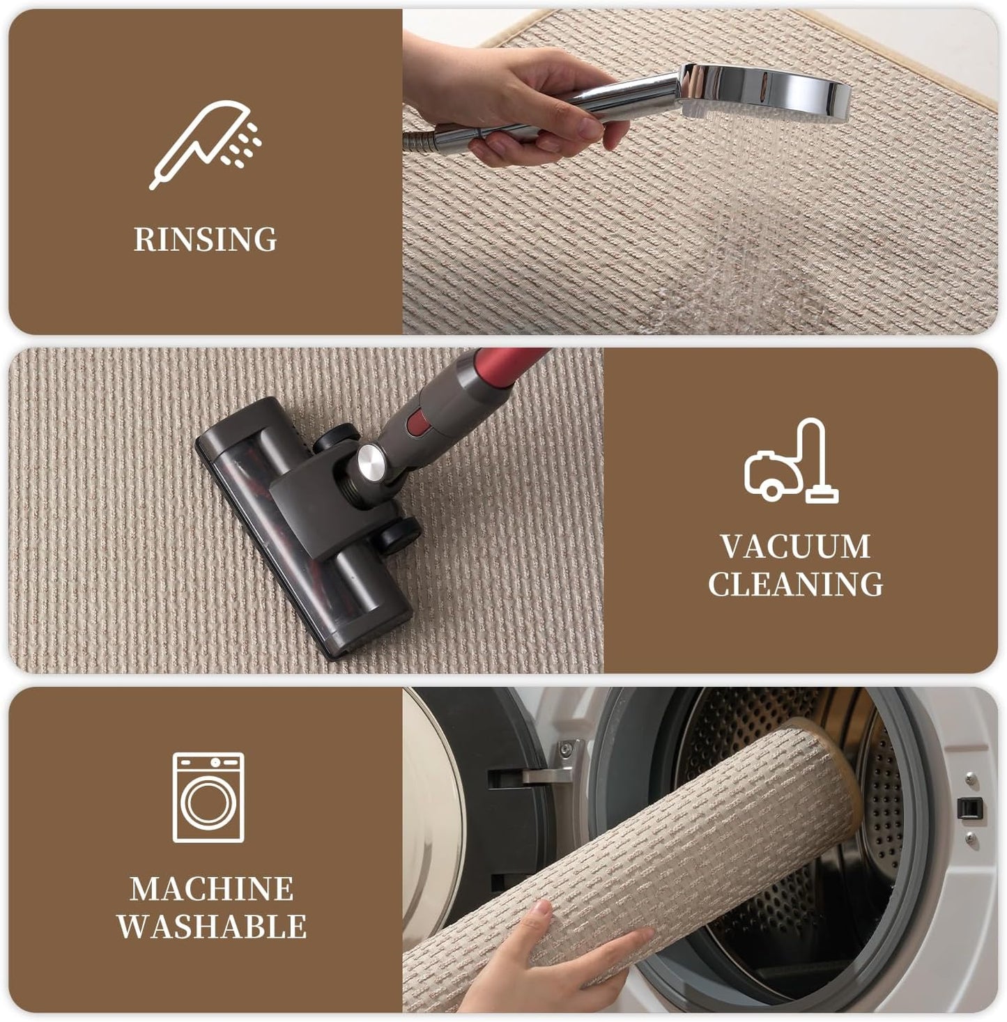 RESARE Non Slip Bath Mat - Machine Washable Bathroom Rug, Super Absorbent Quick Dry Bath Mat, Bath Rug Ultra Soft Rug for Bathroom Floor, 17"x24" Beige