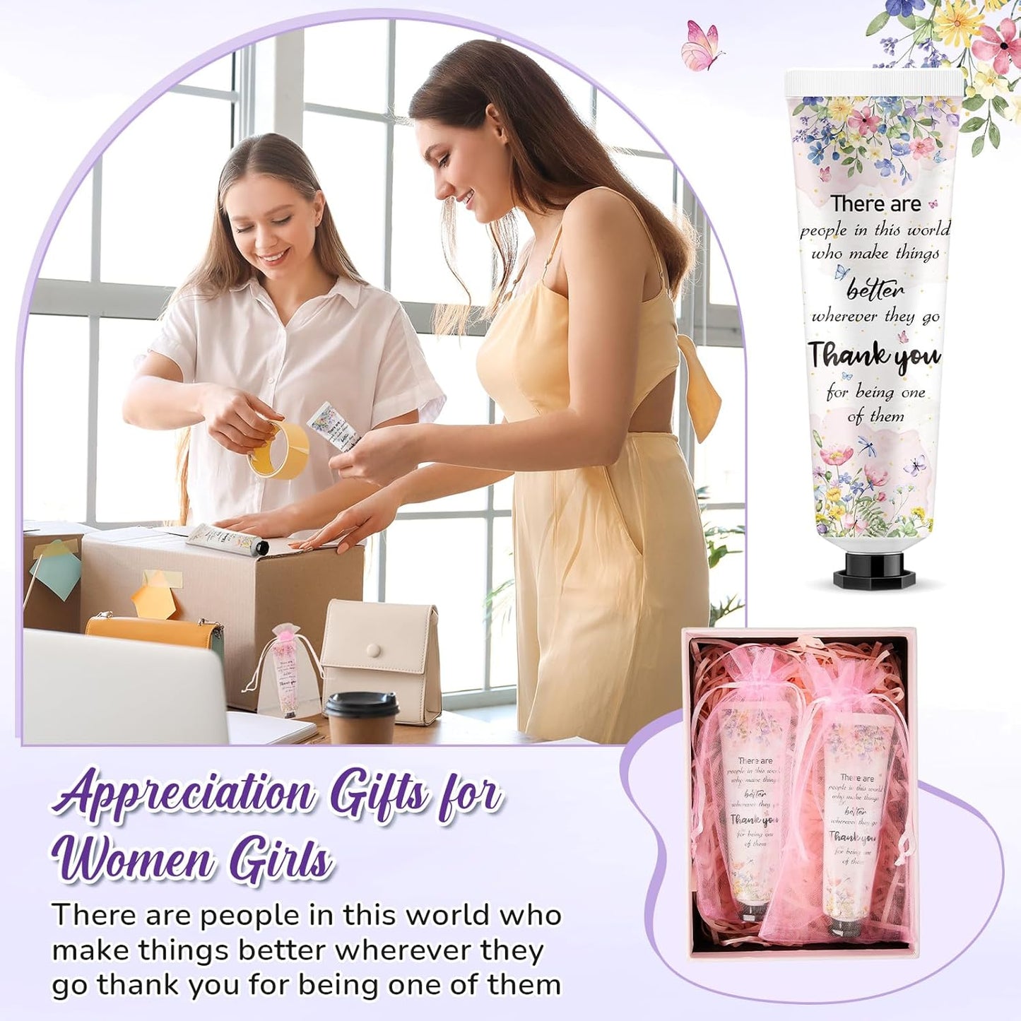 48 Sets Appreciation Thank You Hand Cream Bulk Baby Shower Favors Gifts Bridal Thank You Hand Cream for Guests Travel Size Lotion with Organza Bags