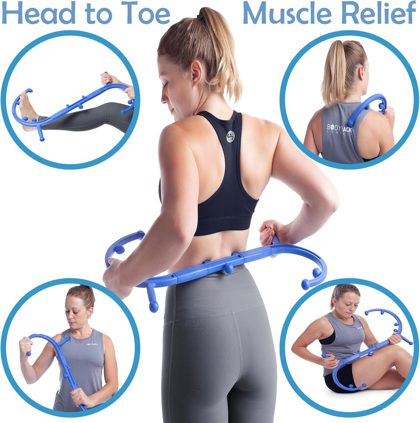 Body Back Buddy Classic USA Made Handheld Full Body Massage Cane Pressure & Trigger Point Massage Tool for Deep Tissue Pain Relief - Dual Massage Hooks for Back, Shoulder, Neck. Manual Back Massager