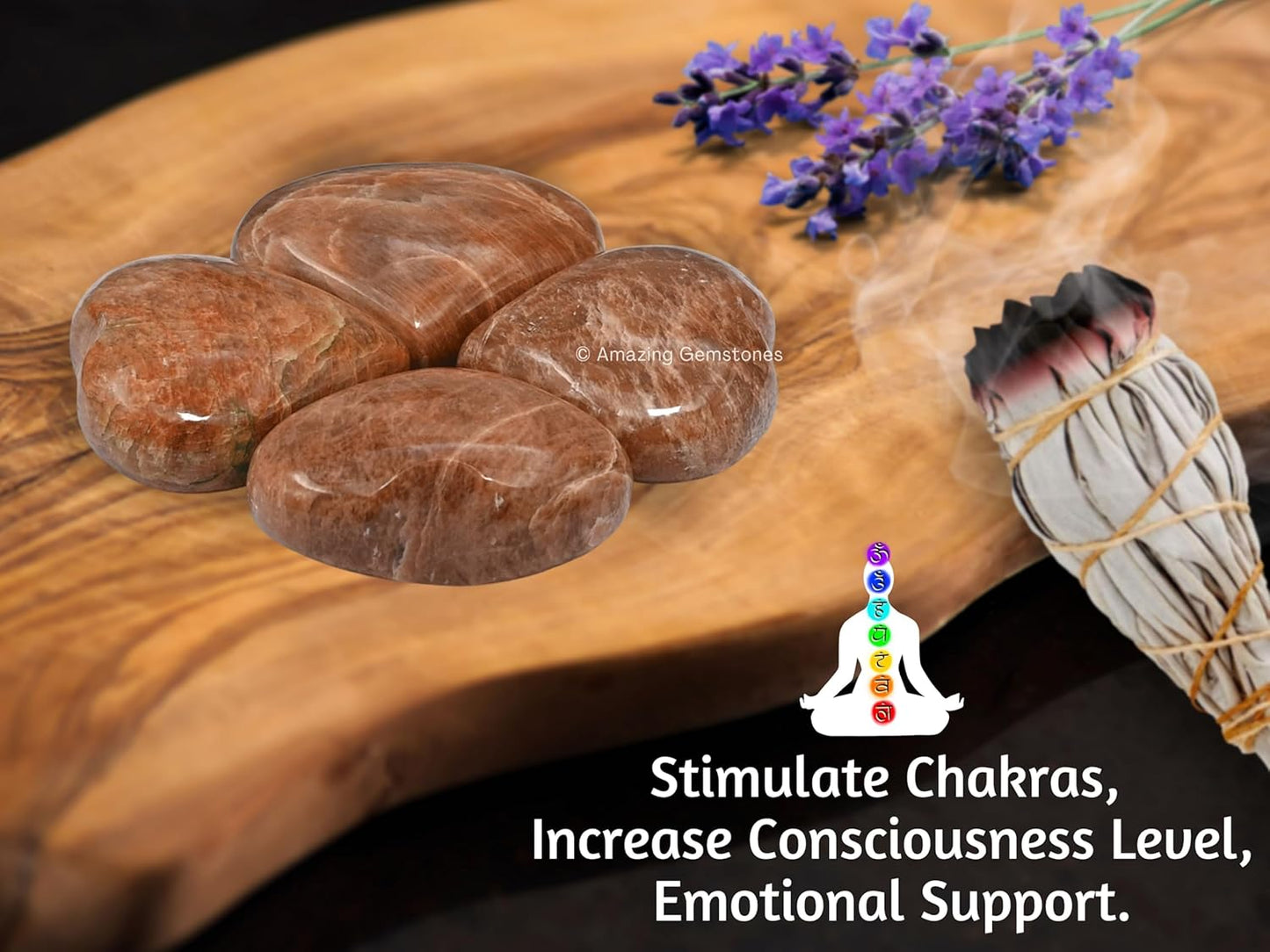 Peach Moonstone Crystal Heart Palm Stone - Pocket Massage Worry Stone for Natural Body Chakra Balancing, Reiki Healing and Crystal Grid