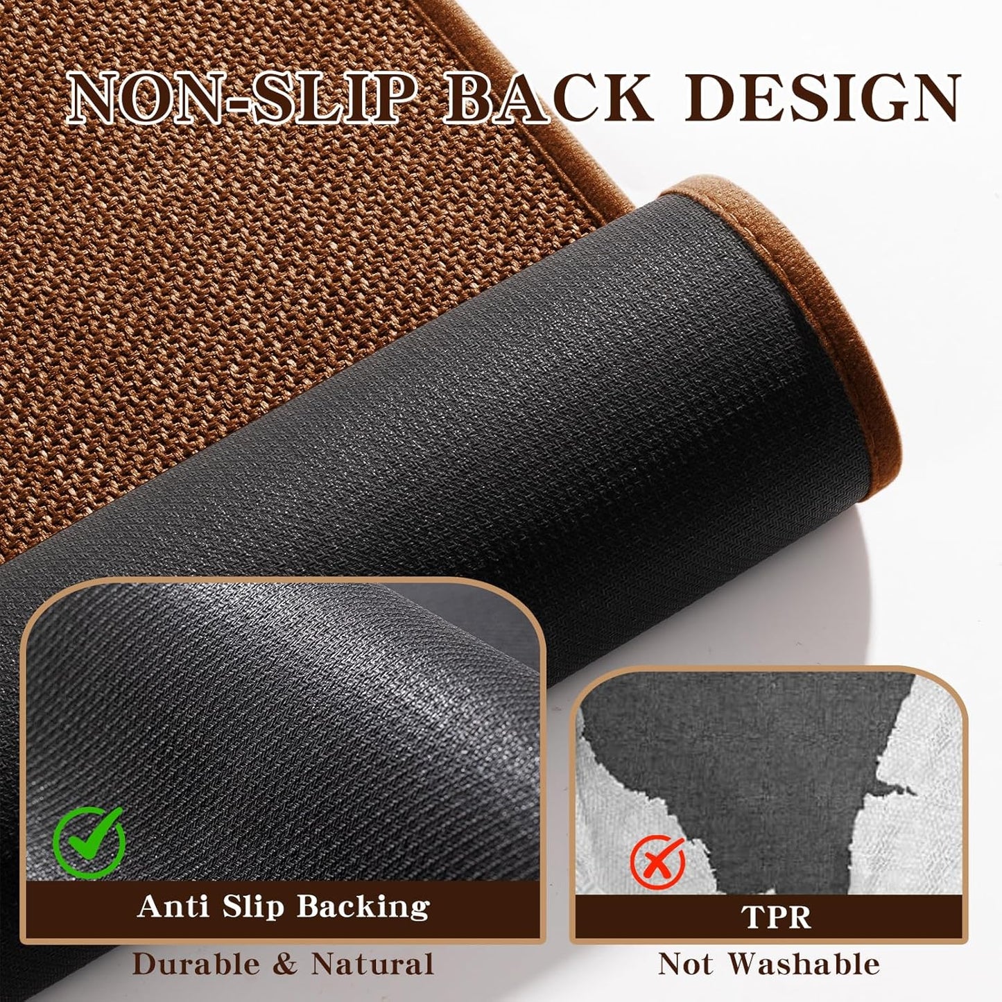 chakme Bathroom Rugs Mat U-Shaped 24x17, Ultra ThinNon Slip Bath Mat Small Quick Dry Absorbent Bath Matfor Bathroom Floor, Rust, U-24"x17"