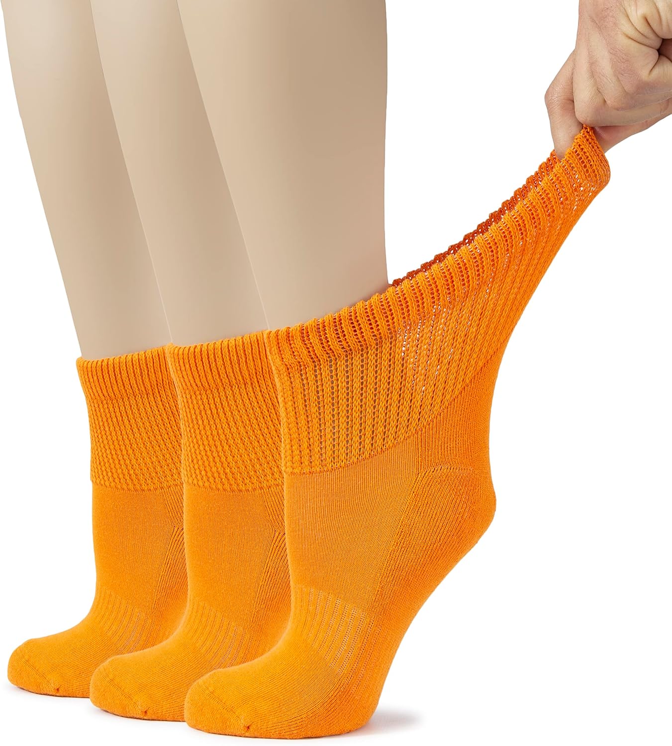 Hugh Ugoli Women's Cotton Diabetic Ankle Socks, Wide, Loose, Stretchy, Seamless Toe, Non Binding Top Semi Cushion, 3-6 Pairs