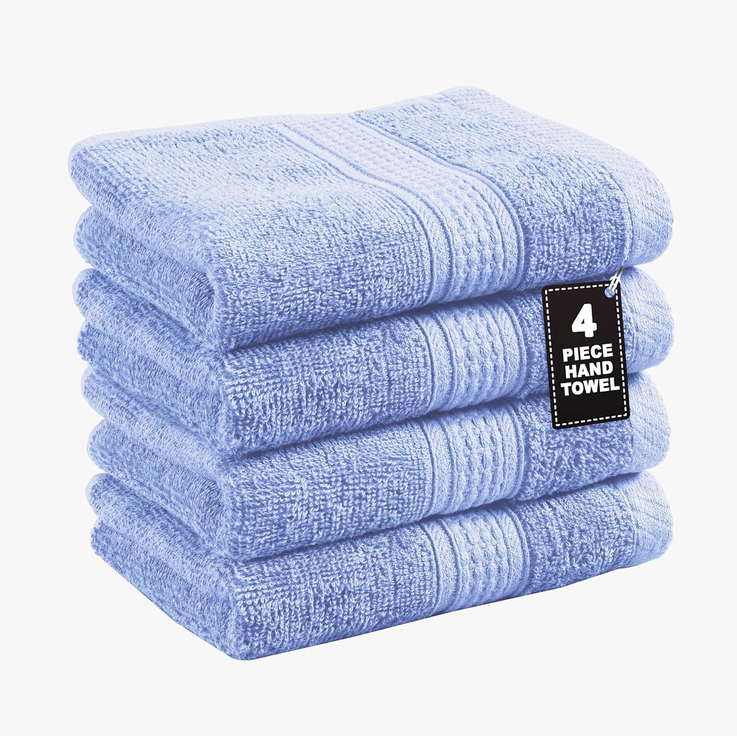 LANE LINEN 100% Cotton Hand Towels for Bathroom Set of 4 (16"x28") - Spa & Hotel Quality - Ring Spun - Quick Dry, Soft & Absorbent Bath Hand Towel 4 Pack - Suitable for All Skin Types - Cerulean Blue