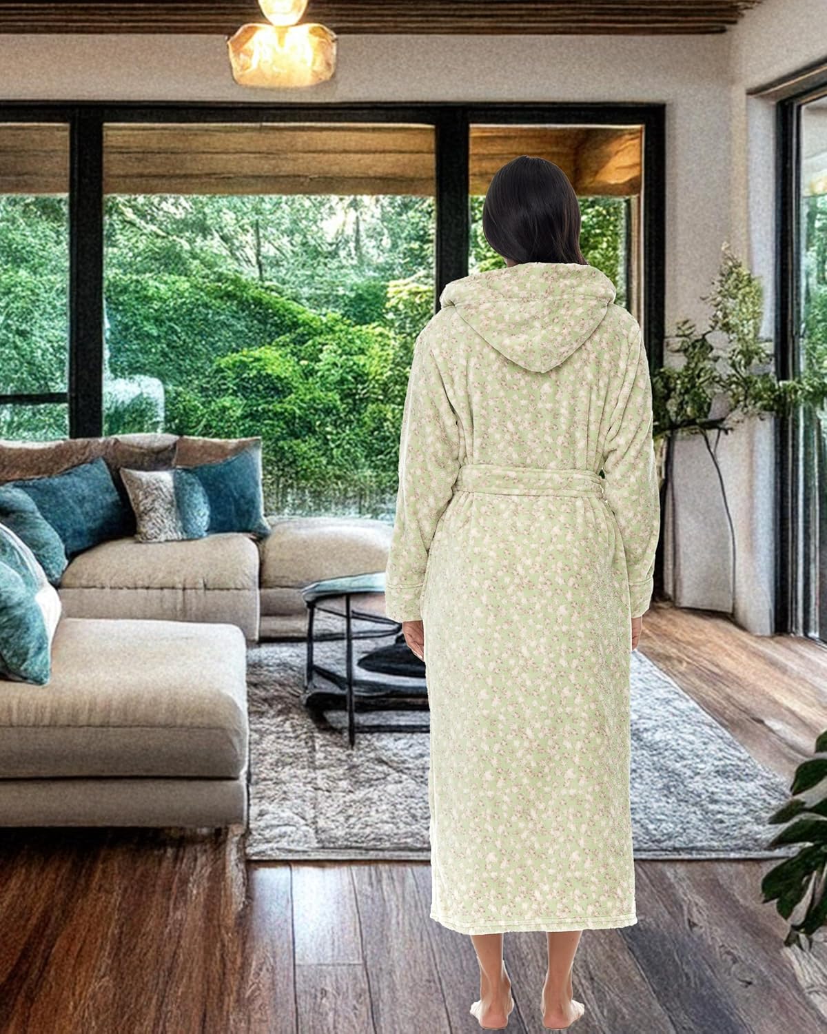 Alexander Del Rossa Womens Robe, Long Plush Bathrobe with Hood, Hooded Robes for Women Plus Size Bath Robe