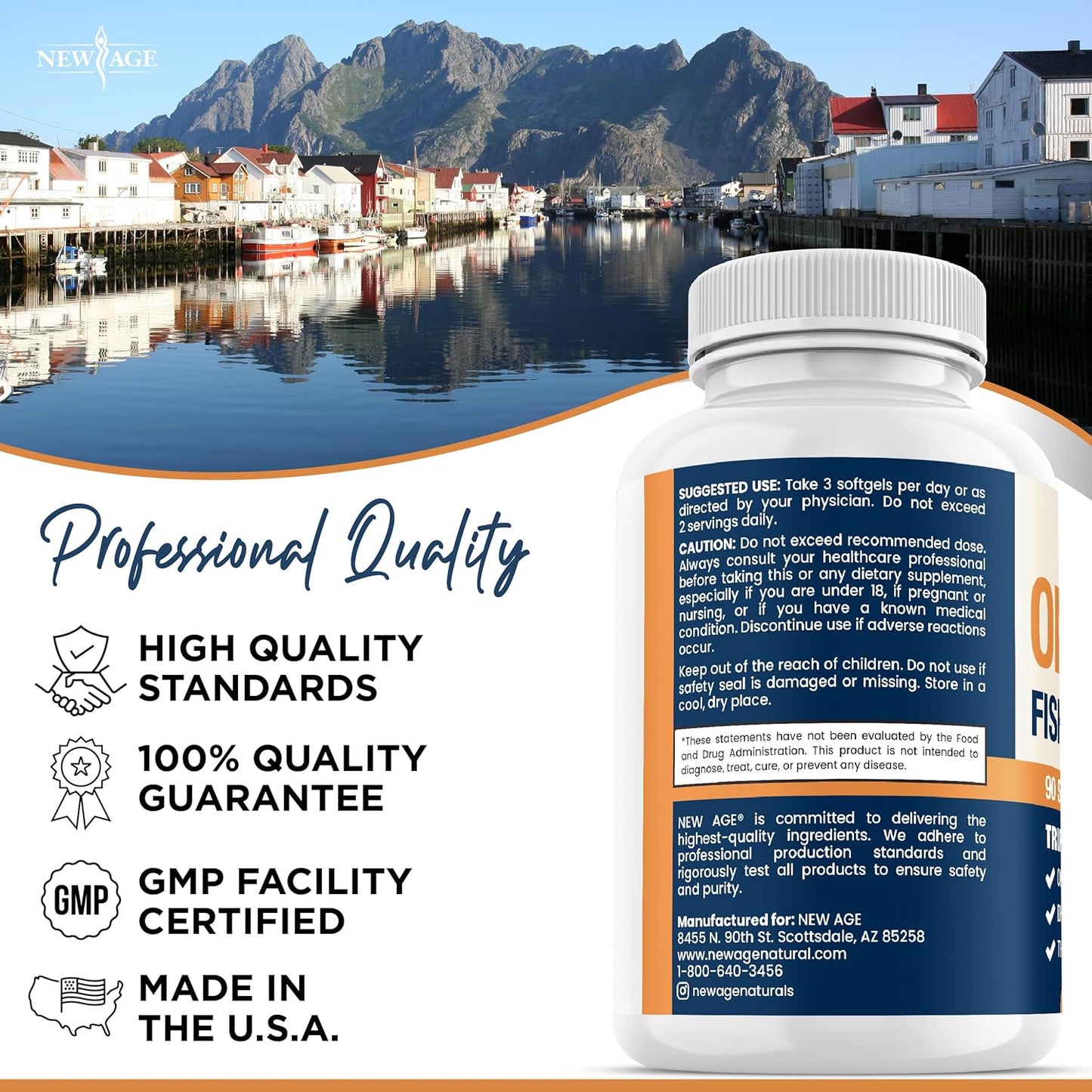 Triple Strength Omega 3 Fish Oil 3750 mg - EPA & DHA - Over 3000mg Omega-3 Fatty Acids - 1350mg EPA + 900mg DHA - Best Essential Fatty Acids, Burpless Fish Oil - 180 Count