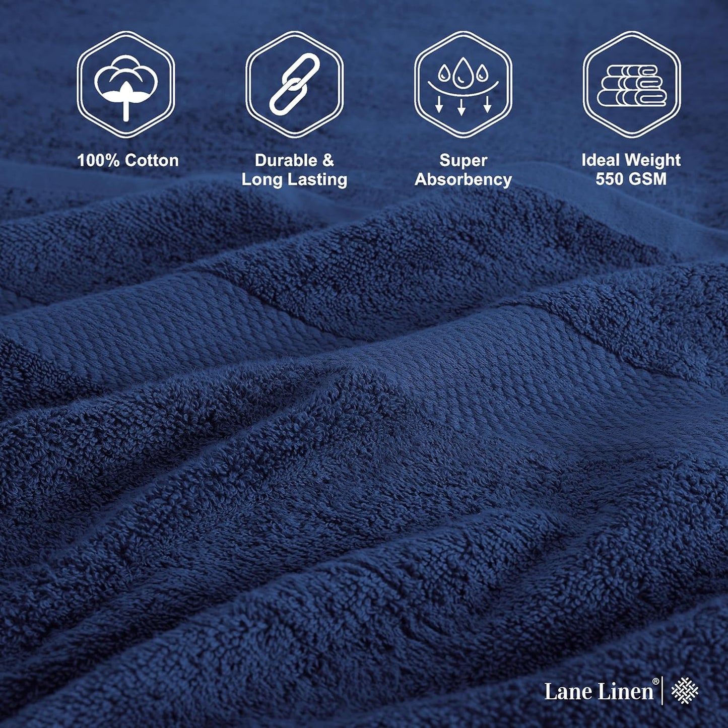 LANE LINEN 100% Cotton 4 Pack Bath Sheets (35"x66") - Ring Spun Cotton Extra Large Bathroom Towels - Quick Dry, Soft & Absorbent Oversized Luxury Bath Towels - Machine Wash in Cold Water - Navy Blue