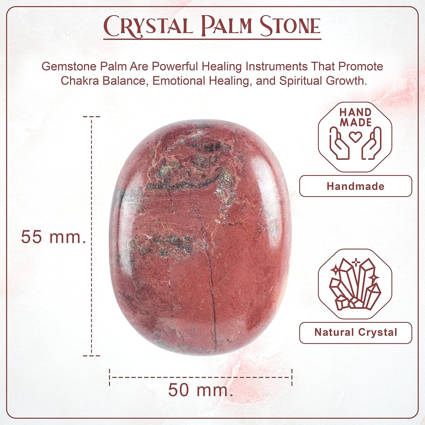 Crocon 50mm Noreena Jasper Large Oval Palm Stone 900+ Carats Pocket Worry Stones for Natural Body Chakra Balancing Reiki Healing Stones and Crystal Grid Healing Spa Energy Crystals