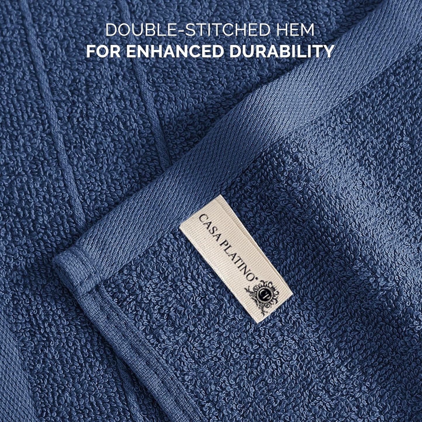 Casa Platino Washcloths Pack of 24 - Spa & Salon Quality - 100% Ring Spun Cotton Face Cloths - Soft & Ultra Absorbent Wash Cloth Set for Body, Beauty, Home, Gym - Fingertip Towels - 13"x13", Navy Blue