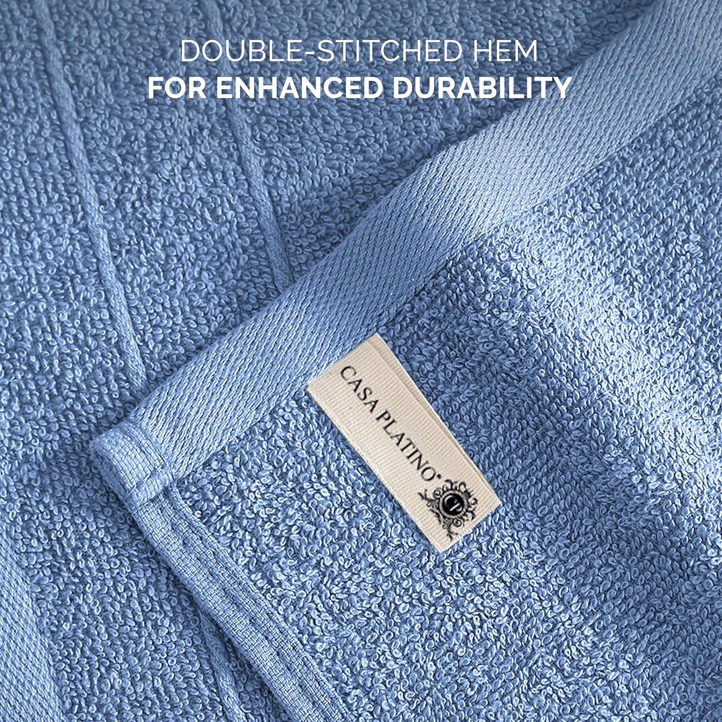 Casa Platino 100% Cotton Wash Cloths 24 Pack - Spa & Salon Quality - Ring Spun Cotton Face Cloths- Soft & Absorbent Washcloths for Shower, Home, Kitchen - Fingertip Towels - 13"x13", Cerulean Blue