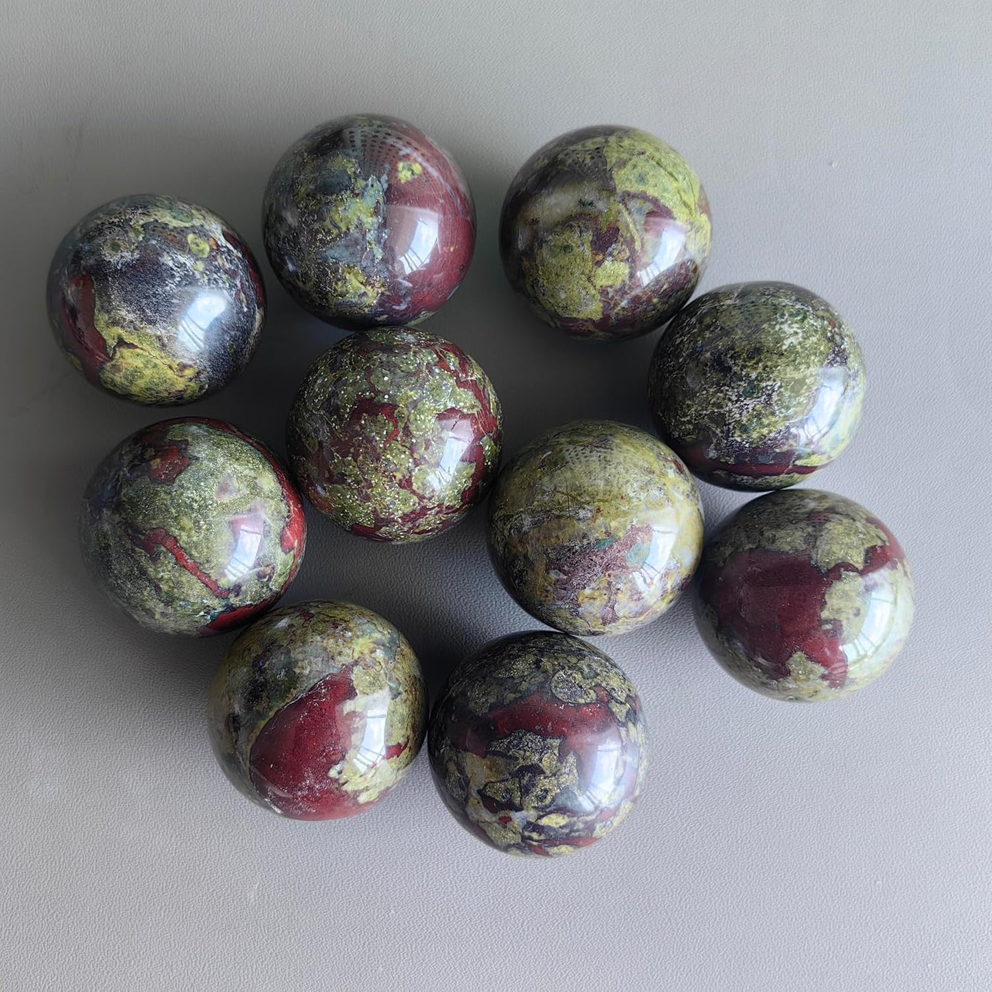 Hand Exercise Balls 30mm for Women - Set of 2 Natural Crystal Stone Spheres - Finger Joint Relief & Stress Relax, Perfect Size for Women's Hands, Dragon Bloodstone