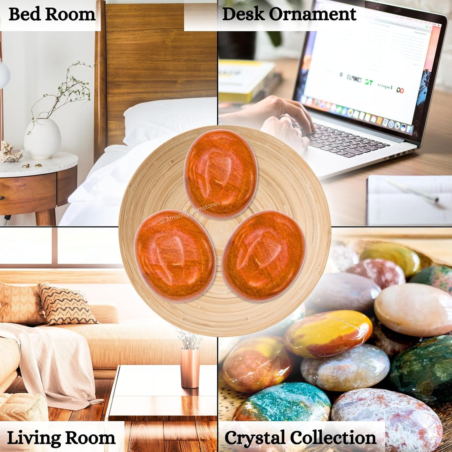 Amazing Gemstone Chocolate Jasper Crystals and Healing Stones - Large Palm Stone Crystals Piedra - Crystal for Good Luck, Positive Energy, Meditation - Unique Stocking Stuffers and Birthday Gifts