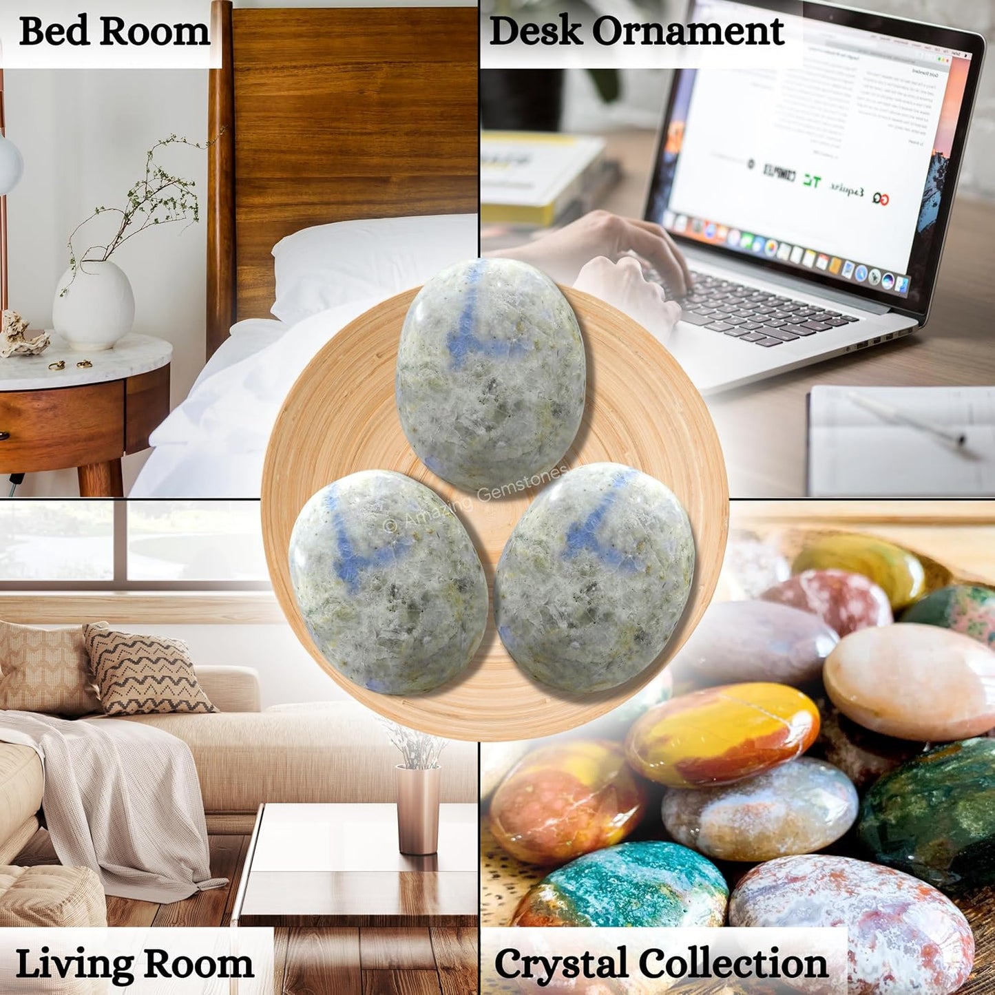 Amazing Gemstone Hackmanite Fluorescent Sodalite Crystals and Healing Stones - Large Palm Stone Crystals Piedra - Crystal for Good Luck, Meditation - Unique Stocking Stuffers, Gifts for Women, Men