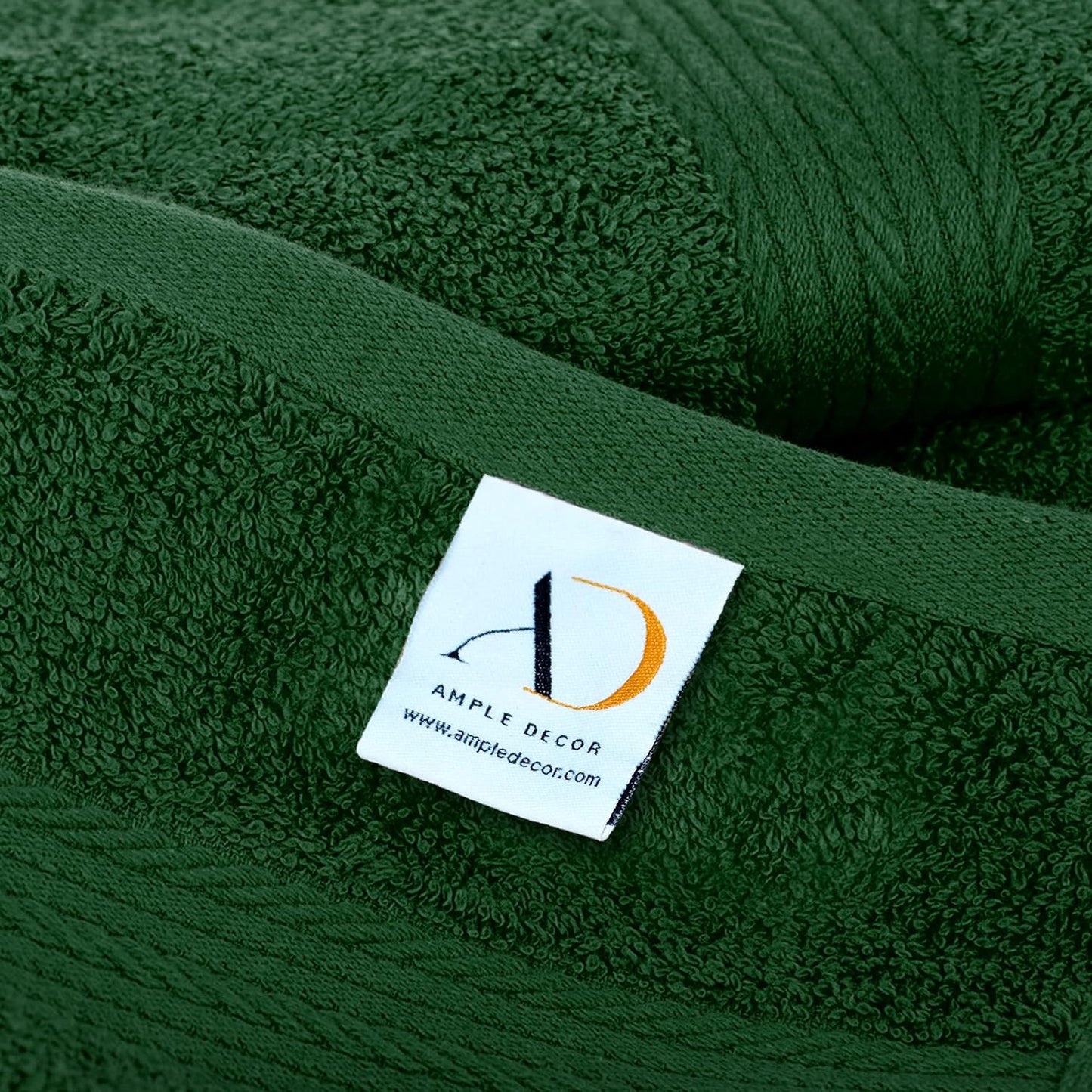 Ample Decor Hand Towel 18 X 28 Inch 600 GSM 100% Cotton Soft Premium Quality, for Hotel, Bathroom, Spa, Daily Use, Gym - Green - Pack of 6