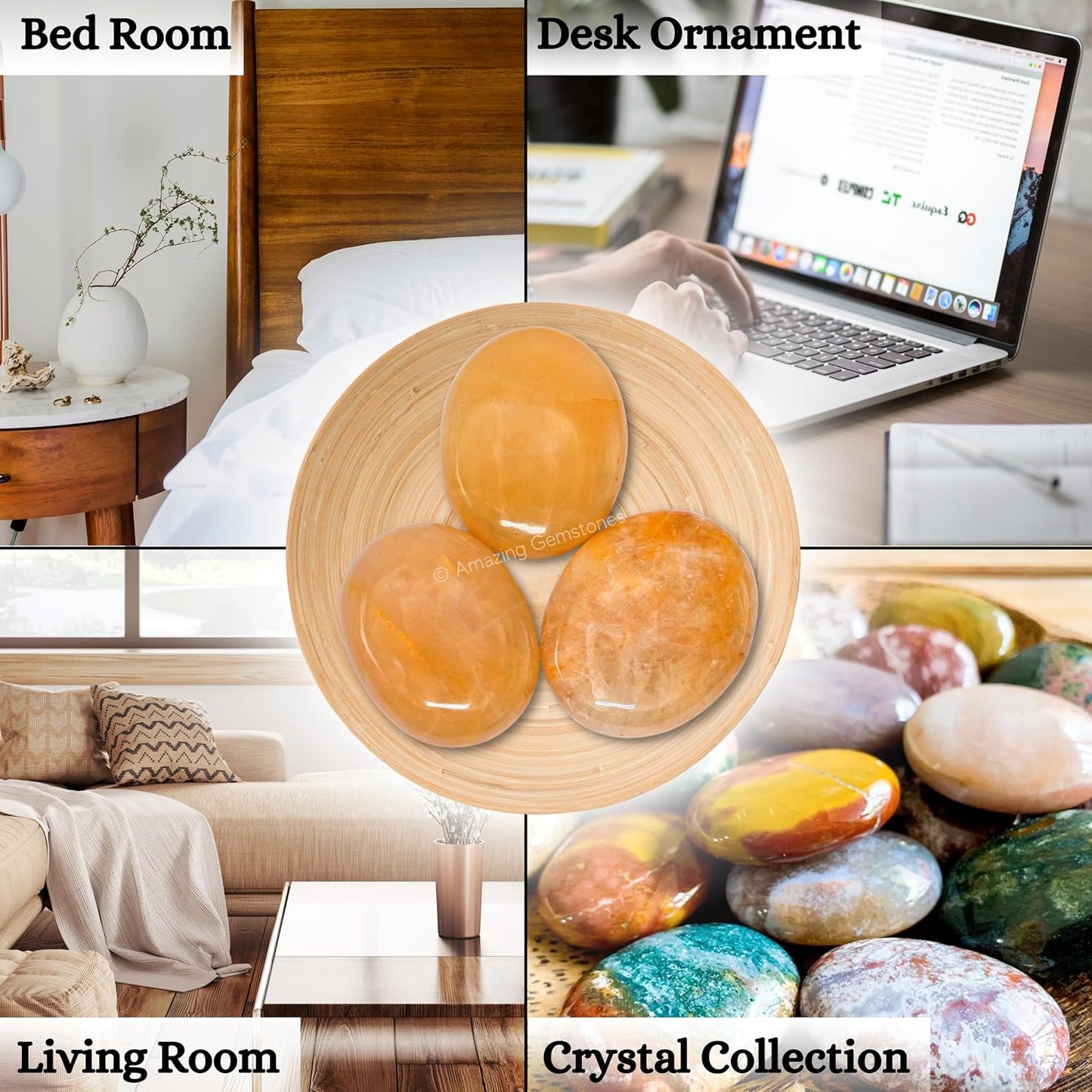 Amazing Gemstone Yellow Aventurine Crystals and Healing Stones - Large Palm Stone Crystals Piedra - Crystal for Good Luck, Positive Energy, Meditation - Unique Stocking Stuffers and Birthday Gifts