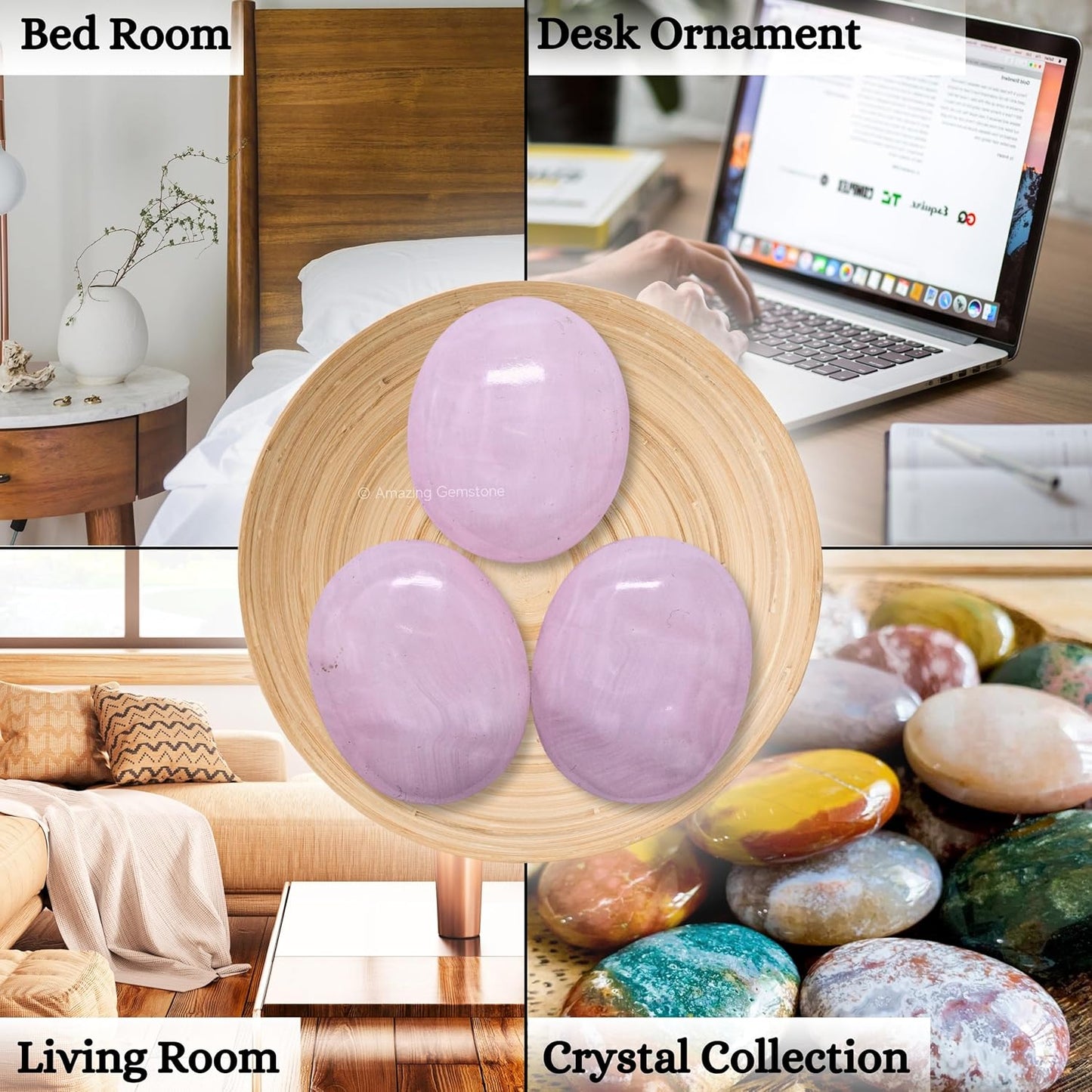 Amazing Gemstone Pink Calcite Crystals and Healing Stones - Large Palm Stone Crystals Piedra - Crystal for Good Luck,Balanced Positive Energy, Meditation - Unique Stocking Stuffers and Birthday Gifts