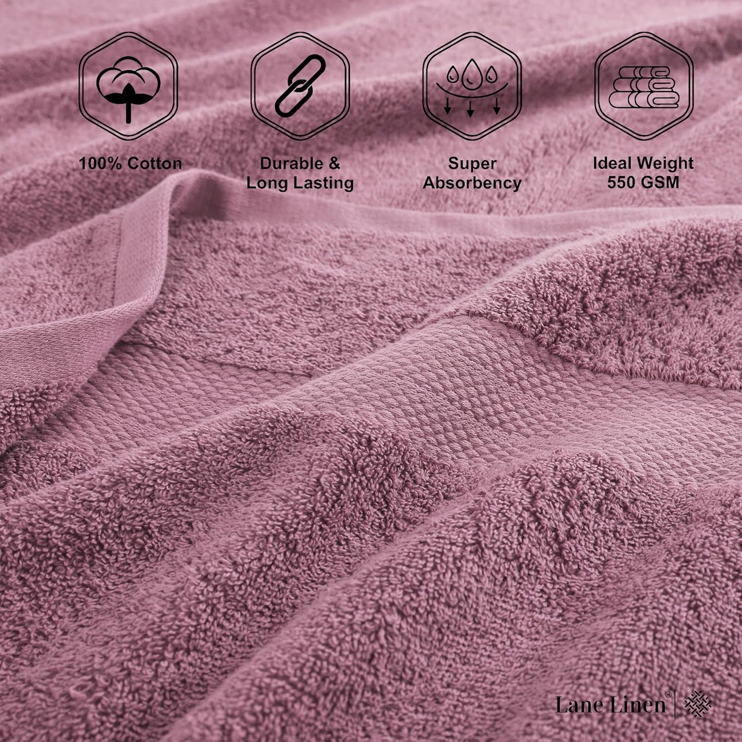 LANE LINEN 100% Cotton Bath Sheets 2 Pack (35"x66") - Ring Spun Cotton Extra Large Bath Towels Set - Quick Dry, Soft & Absorbent Oversized Towel Set - Holds Well After Multiple Washes - Wishful Mauve