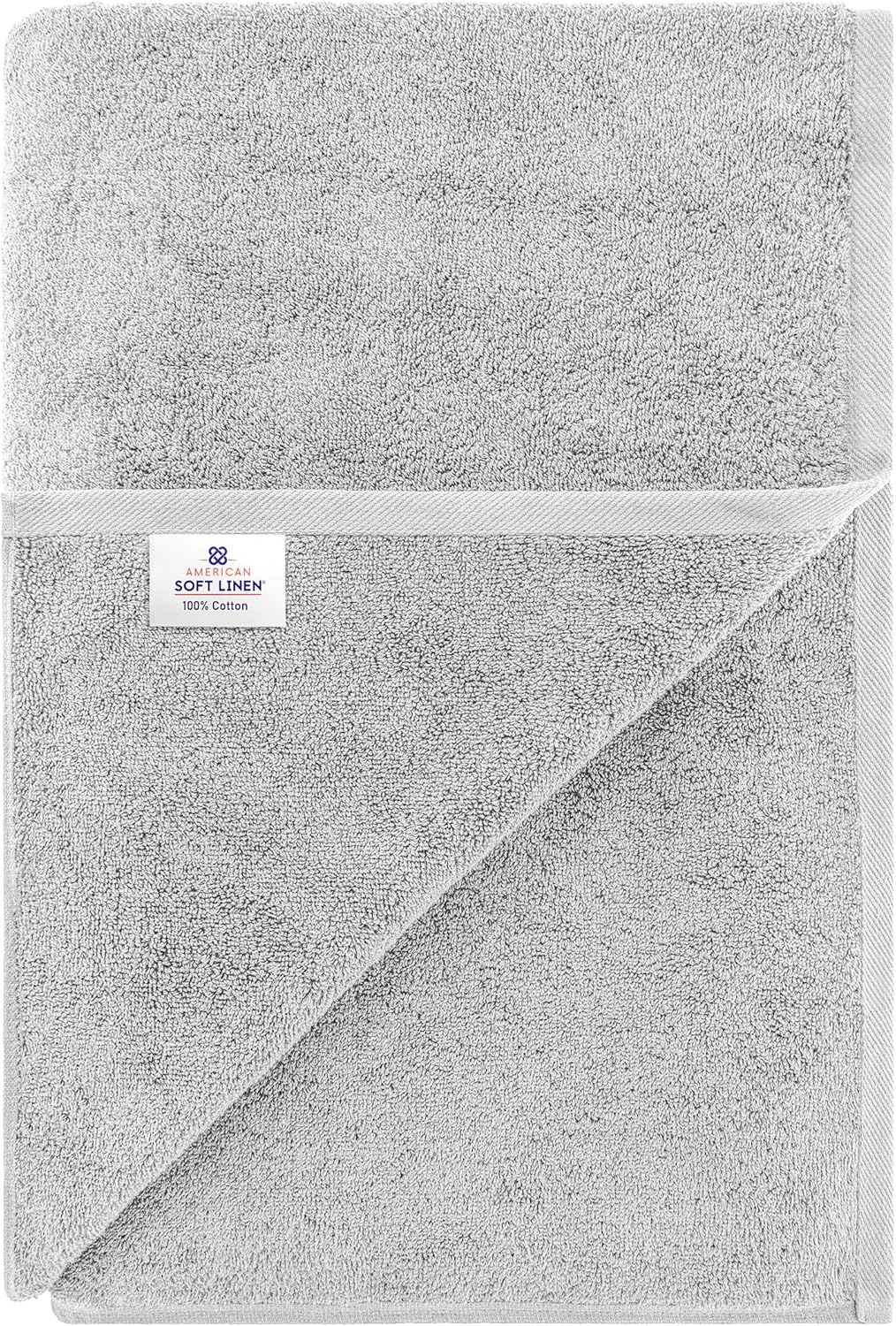 American Soft Linen Oversized Bath Sheet 40x80 Extra Large for Bathroom, 600 GSM 100% Cotton Turkish Jumbo Bathsheet Towels for Adults, Silver Gray Bath Sheet