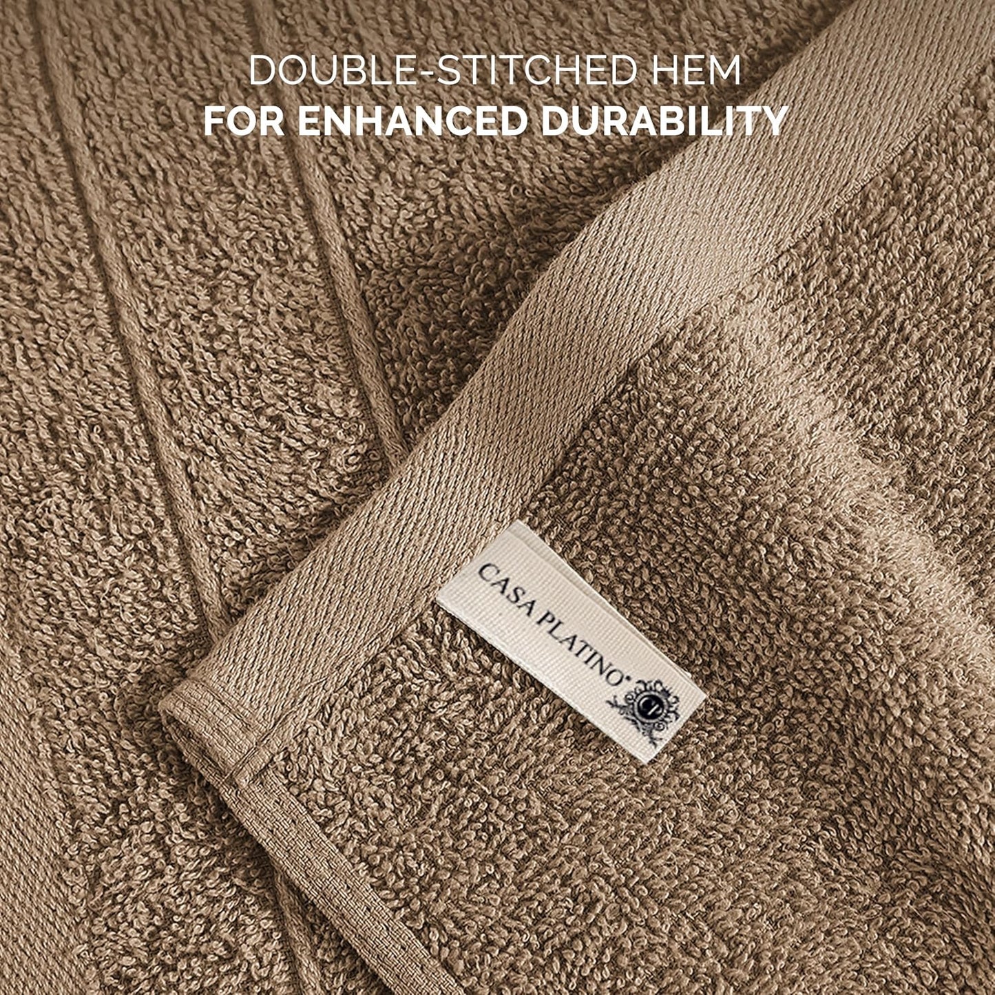 Casa Platino Washcloths 24 Pack - Spa & Salon Quality - 100% Ring Spun Mercerized Cotton Face Towels - Very Soft & Absorbent Wash Cloths for Body, Beauty, Home, Gym - Fingertip Towels - 13"x13", Taupe