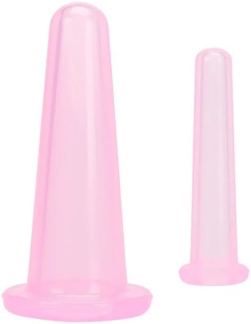 4 Pieces Facial Cupping Therapy Set Anti Cellulite, Silicone Vacuum Cupping Cups for Face and Eye Cupping Massage Manual Back Massagers (2 Small + 2 Large) (Pink 2PCS)