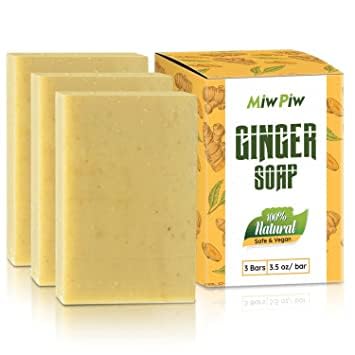 Ginger Soap Lymphatic Drainage Pack 3 - Anti-Cellulite Skin Tightening - Natural Ingredients Detox Soaps for Deep Clean Shower, Detoxification, Rejuvenating