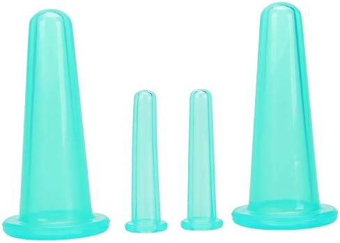 4Pcs Massage Cupping Set Silicone Mini Facial Cups Face Massager Helper Skin Care Neck Back Eyes Massaging Cup Safe to Use, Don't Worry About Burns Health Care Products, Massage Tools (Green)