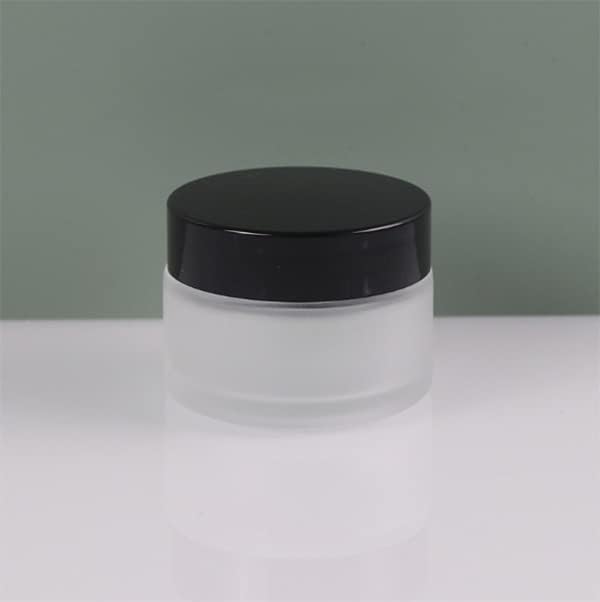 AKOAK 4 Pcs Frosted Clear Glass Jar, Refillable Empty Bottle, Round Container Travel Cosmetics, Eye Shadow, Body Lotion, Face Cream Lotion