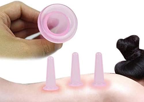 4 Pieces Facial Cupping Therapy Set Anti Cellulite, Silicone Vacuum Cupping Cups for Face and Eye Cupping Massage Manual Back Massagers (2 Small + 2 Large) (Pink 2PCS)