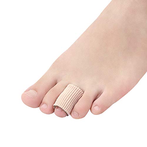 5 Pieces Toe Cushion Fabric Toe Tubes Finger Sleeves Protector with Fabric and Gel Cushion for Corns, Blisters, Calluses, Hammer Toes and Fingers Protectors (M Size)