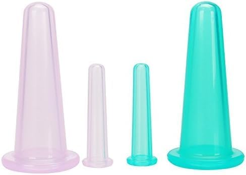 4Pcs Mini Massage Cupping Set Silicone Facial Cups Face Massager Helper Skin Care Neck Back Eyes Massaging Cup Safe to Use, Don't Worry About Burns (Purple)