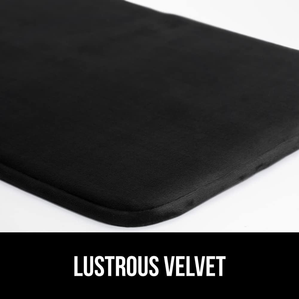 GORILLA GRIP Memory Foam Bath Mat, Soft Absorbent Velvet Bathroom Mats, Durable Dots on Underside, Machine Washable Bathmat, Carpet Rug Room Decor for Shower Tub Floor RV, 24x17 Rugs, Black