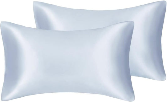 Juwenin Bedding,Super Soft and Luxury Silky Satin Pillowcase (Silky Satin Pillow Case for Hair) Set of 2 (Silver, King (20'x40'))