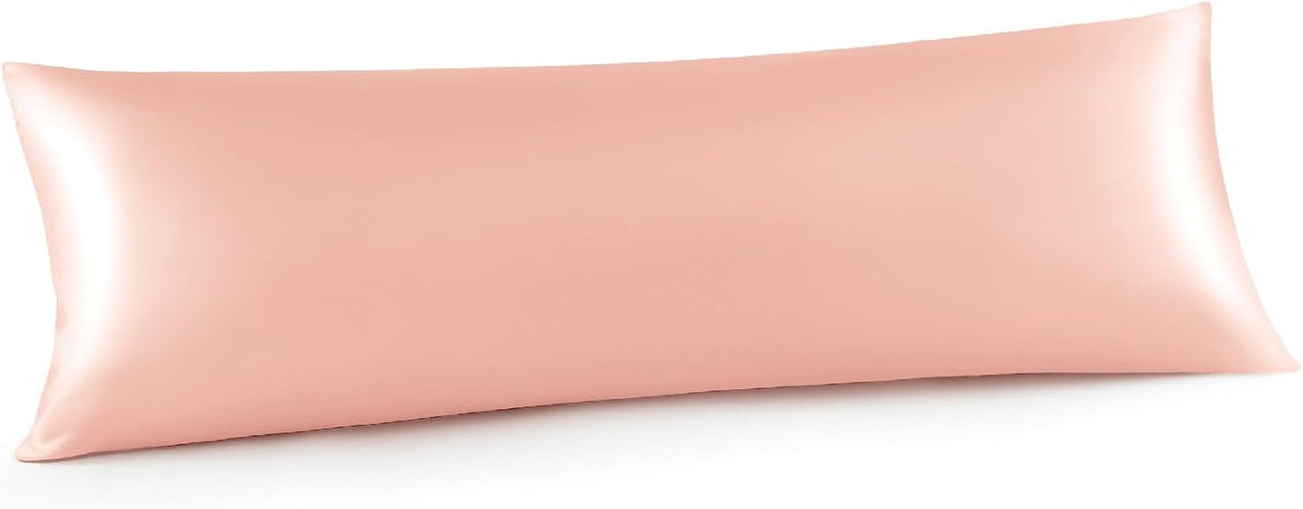 INFIIXSO Body Pillow Cover with Zipper, Luxury Mulberry Silk Body Pillow Case 20x54 Inches, Ultra Smooth and Soft Cooling Long Pillowcase, Gift for Women, Men(Rose Pink)