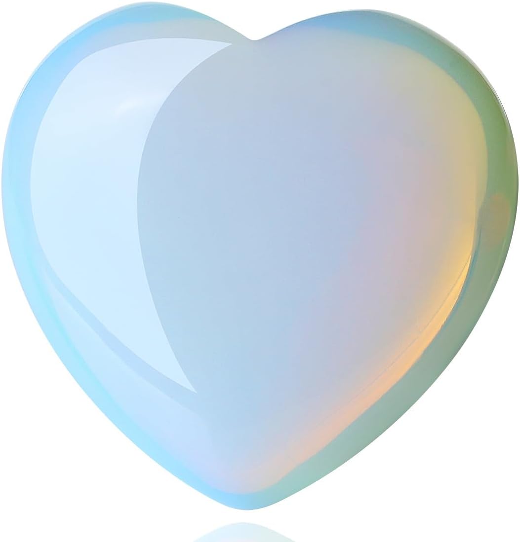 MAIBAOTA 60 mm Opalite Crystal Large Heart Love Stone Healing Crystals Heart Stone for Women Natural Reiki Gemstone Polished Heart Shaped Rocks Meditation