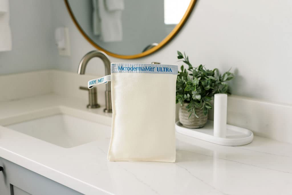 MicrodermaMitt ULTRA Exfoliating Mitt - The Ultimate Deep Exfoliating Body Scrubber Kese Glove – Keratosis Pilaris, Strawberry Skin Treatment, Reduce Ingrown Hair, Turkish Body Scrubber Exfoliator