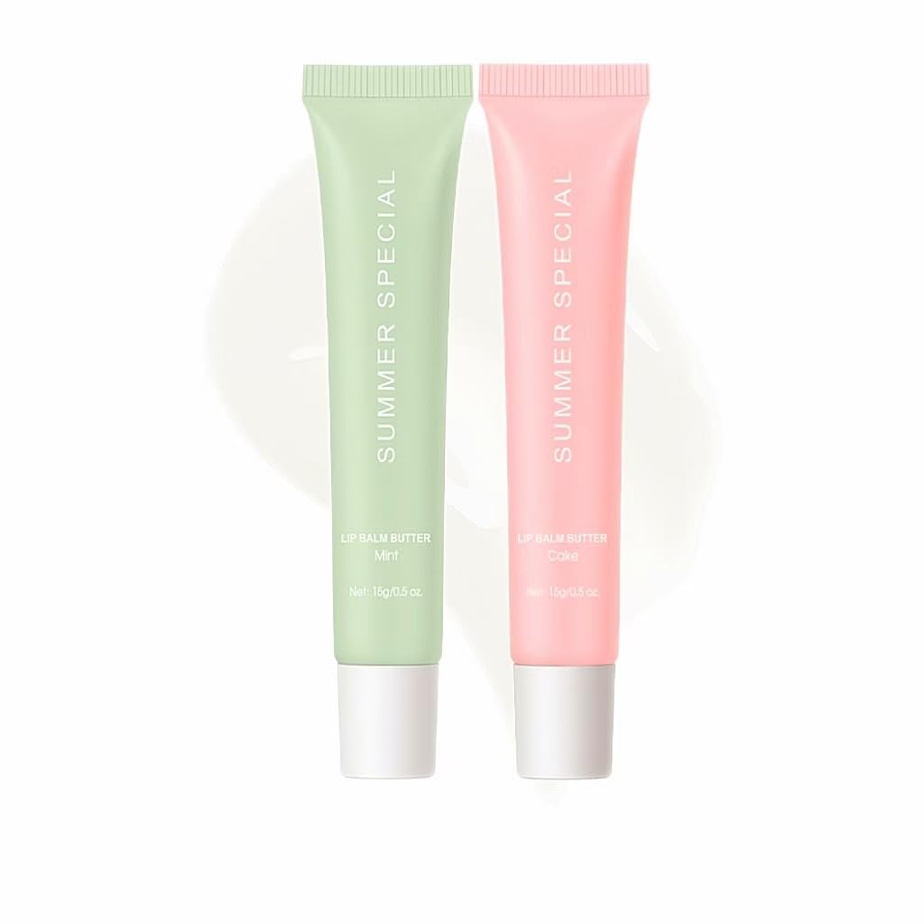 Summer Hydrating Lip Butter Balm Set - Ultra-Nourishing with Shea & Olive Butter，Soothes & Repairs Dry Lips, Non-Sticky Long-Lasting Moisture (Pink Guava,Pack of 2)